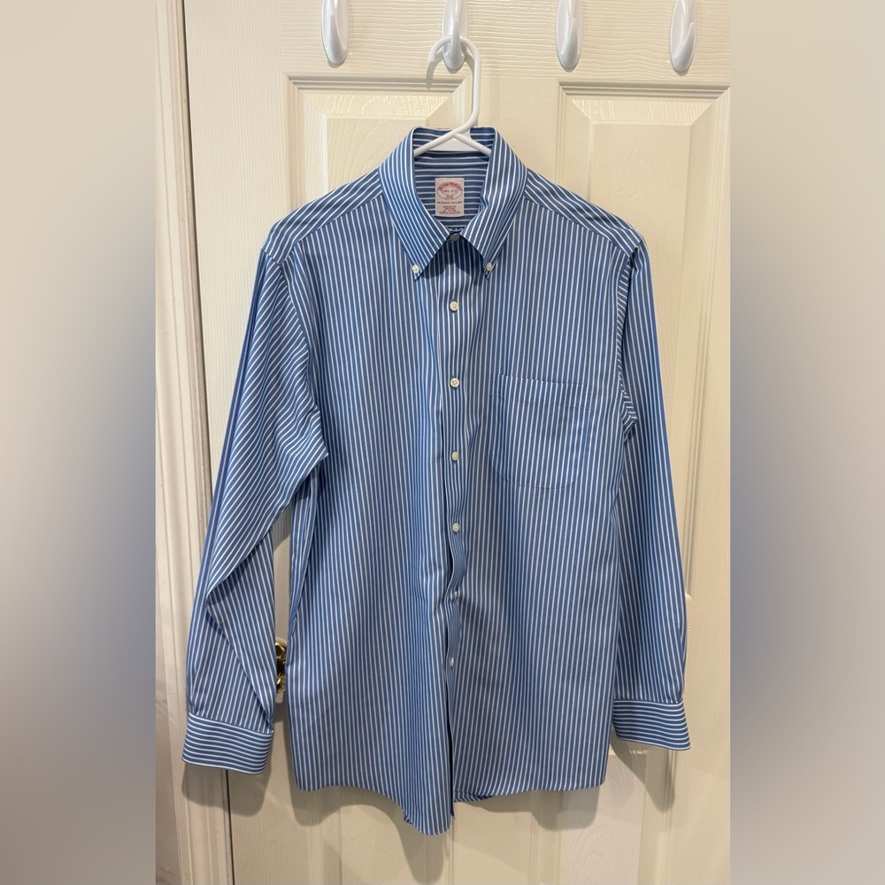 Brooks Brothers Classic Blue and White Striped Dress Shirt
